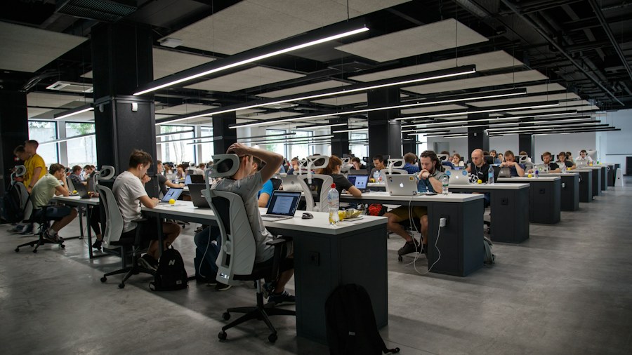 A shared workplace with people working together