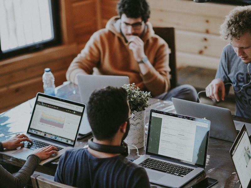 Colleagues collaborating around a table