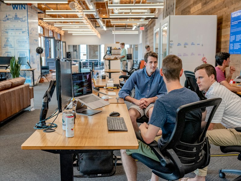 A team working in a shared office
